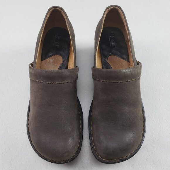 Born Toby Leather Clog Womens 9 Brown Slip On Comfort Heeled Casual Shoe - Picture 3 of 11